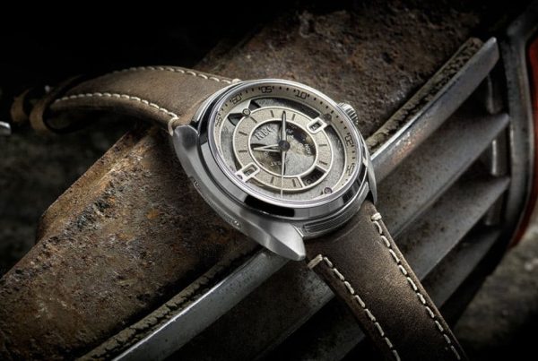 Close-up of a luxury handcrafted watch with intricate detailing