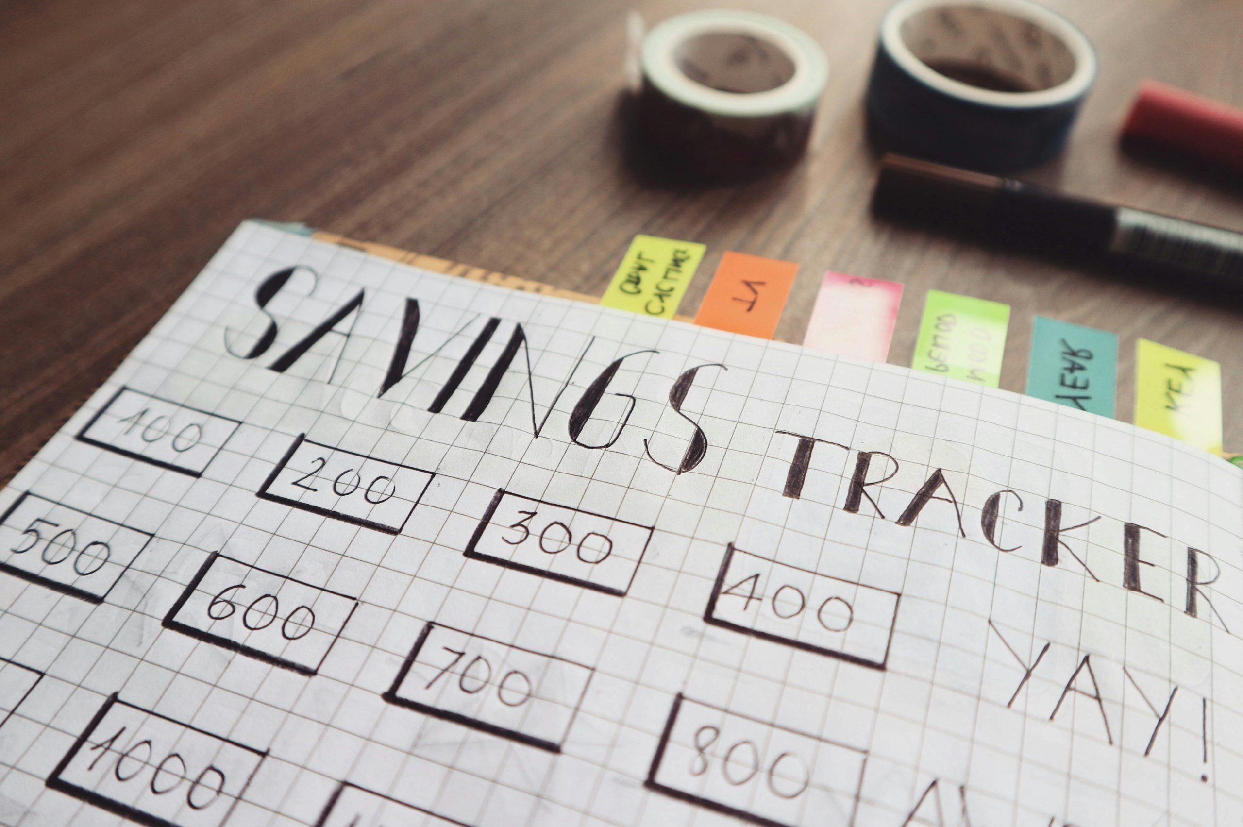 Close-up of charts, notebook, and laptop representing financial planning and goal setting