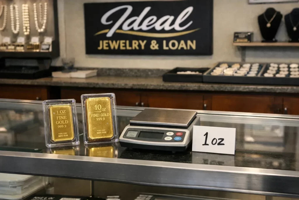 Gold bar appraisal at Ideal Jewelry & Loan Brockton MA