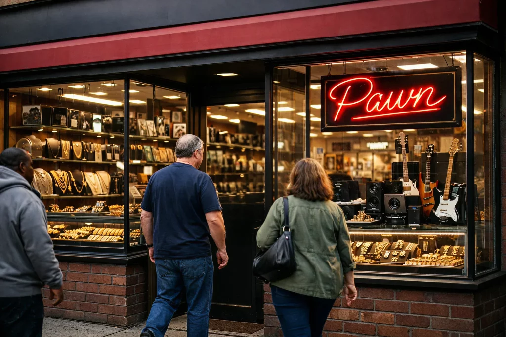 Trusted Brockton pawn shop storefront helping customers buy, sell, and pawn gold jewelry and valuables